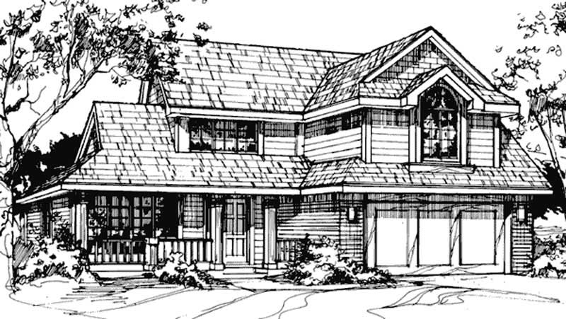 Front view of Country home (ThePlanCollection: House Plan #146-1014)