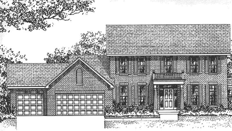 Home Plan Front Elevation of this 4-Bedroom,2214 Sq Ft Plan -146-1020