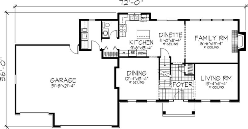 Floor Plan First Story of Colonial Plan #146-1020