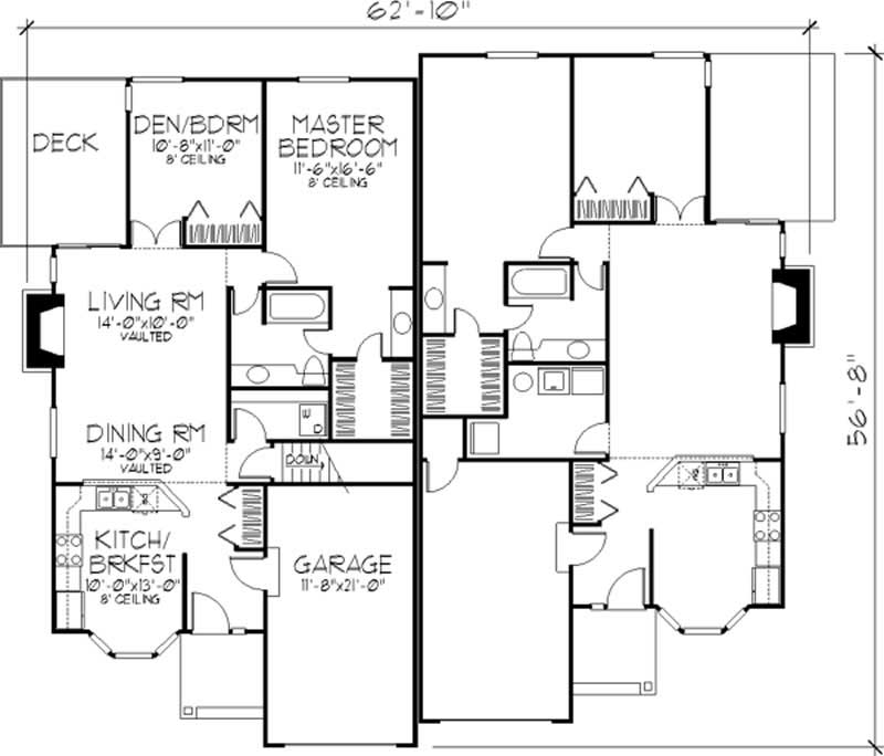 Floor Plan First Story of Country Plan #146-1021