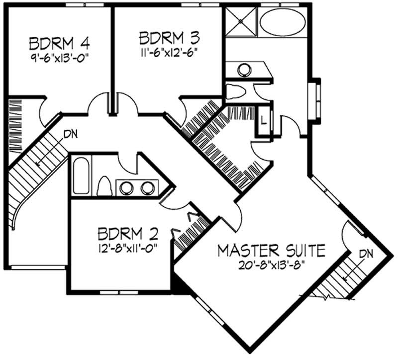Floor Plan Second Story of European Plan #146-1026