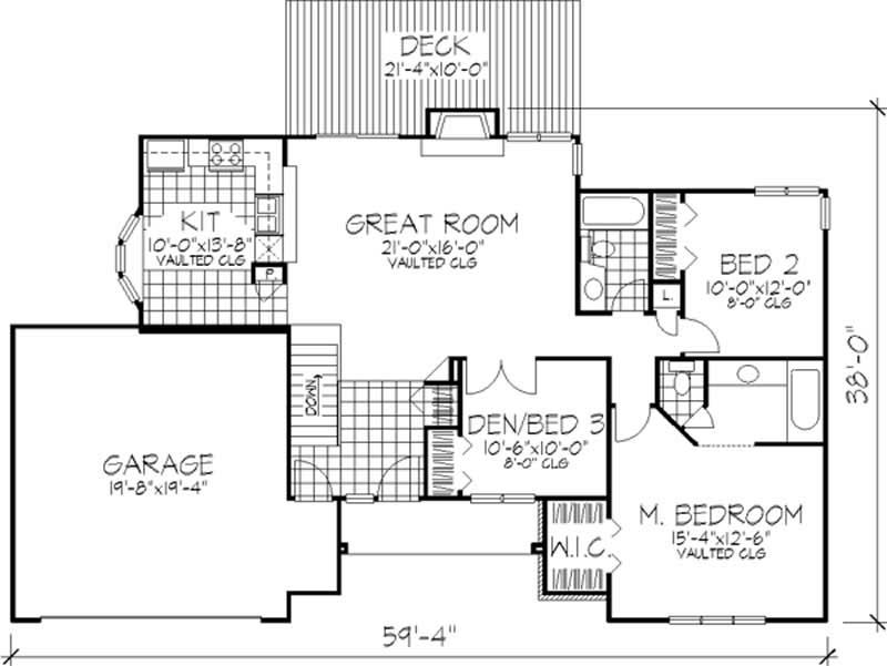 Floor Plan First Story of Country Plan #146-1032