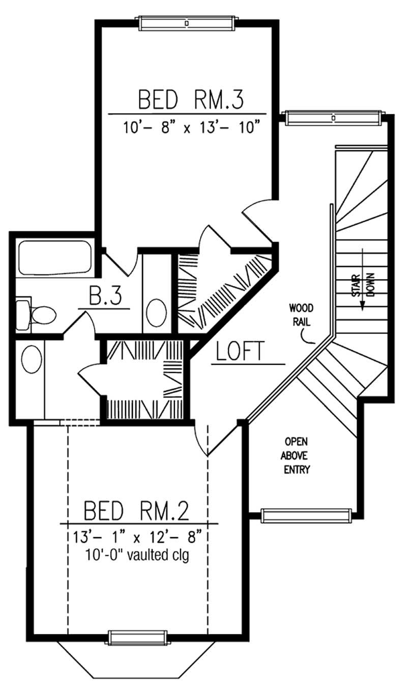 Floor Plan Second Story of Cape Cod Plan #146-1037