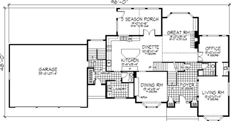 Floor Plan First Story of European Plan #146-1038