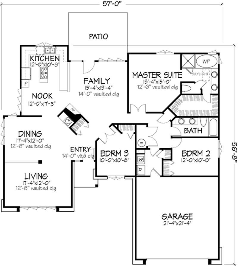 Floor Plan First Story of Country Plan #146-1040