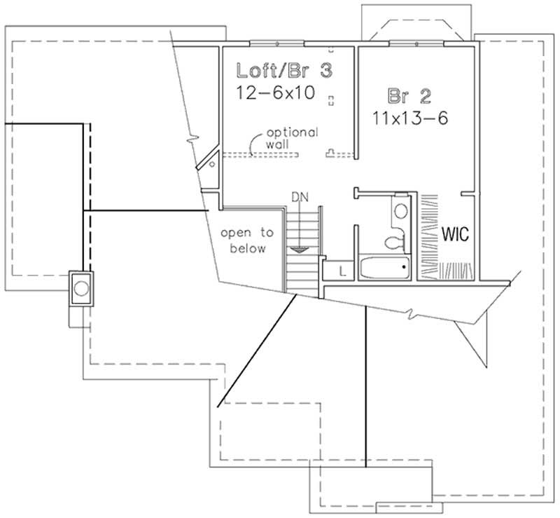 Floor Plan Second Story of Country Plan #146-1046
