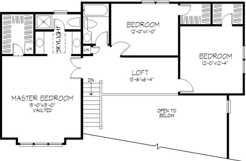 Floor Plan Second Story of Country Plan #146-1049