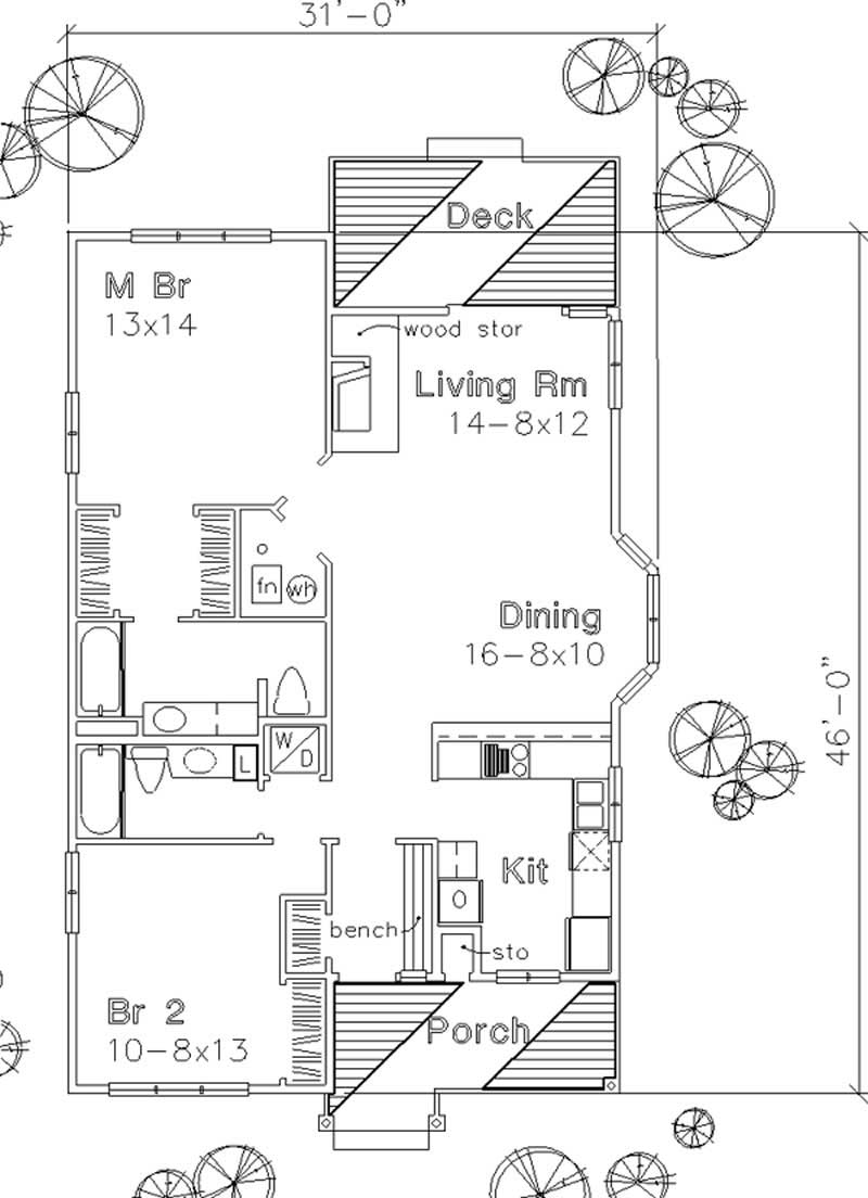 Floor Plan First Story of Country Plan #146-1050