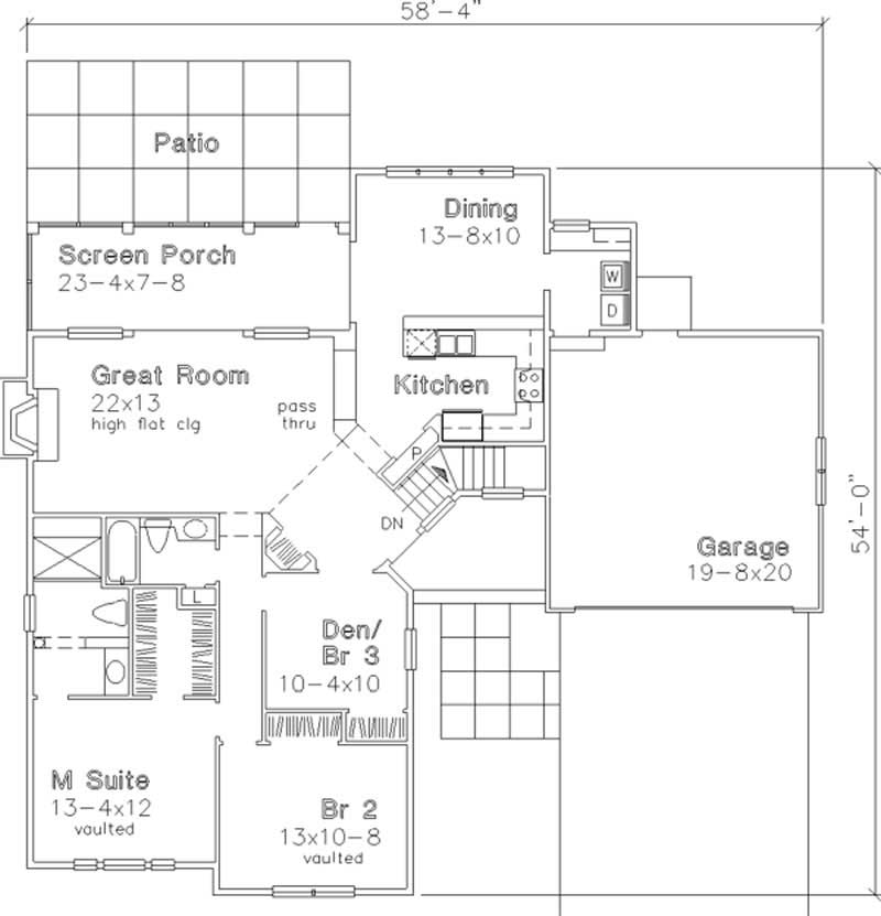 Floor Plan First Story of Country Plan #146-1051