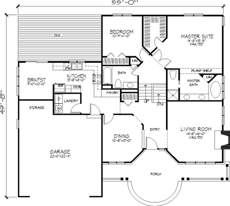Floor Plan First Story of Cape Cod Plan #146-1052