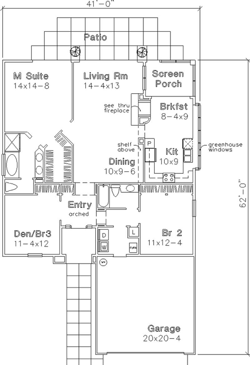 Floor Plan First Story of Contemporary Plan #146-1053