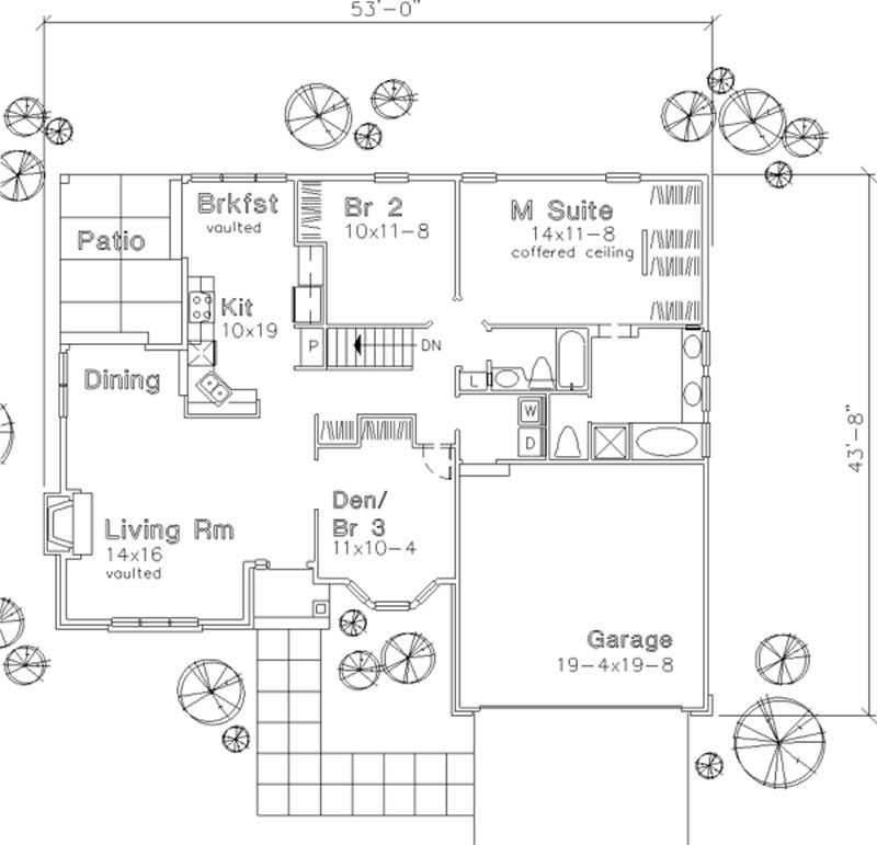 Floor Plan First Story of Country Plan #146-1057