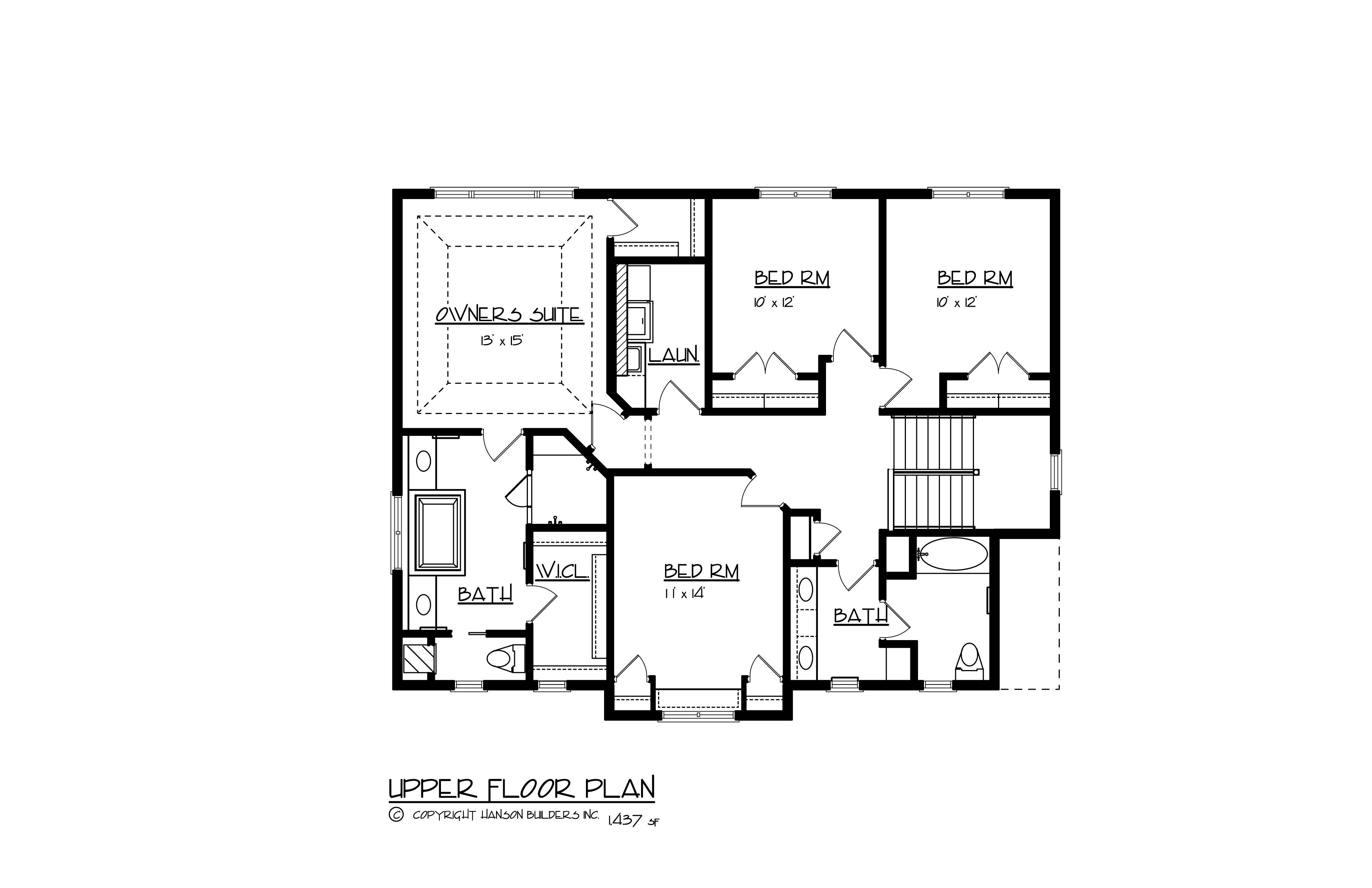 Floor Plan Second Story of Country Plan #146-1059