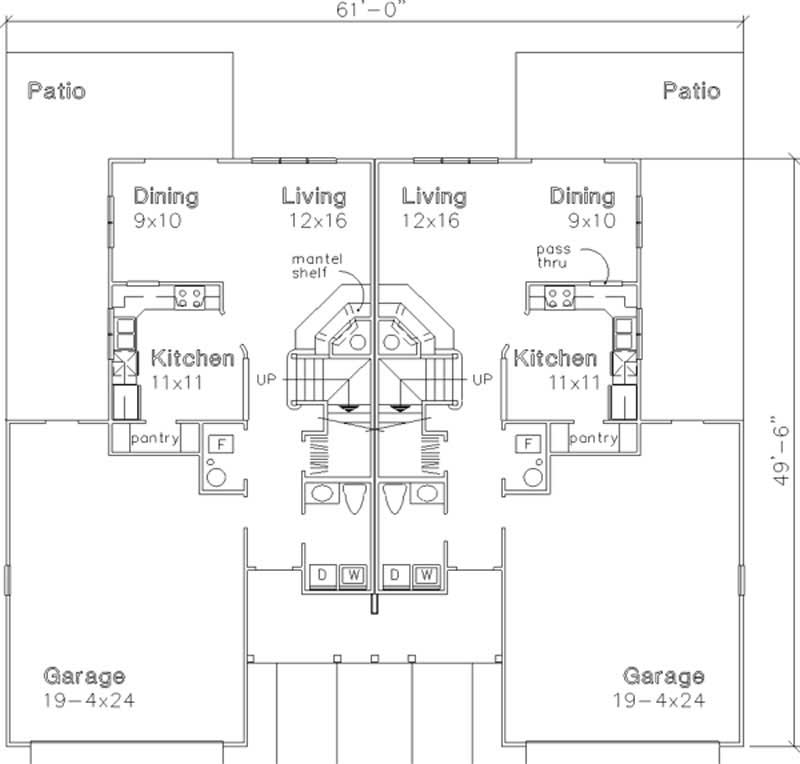 Floor Plan First Story of Country Plan #146-1061