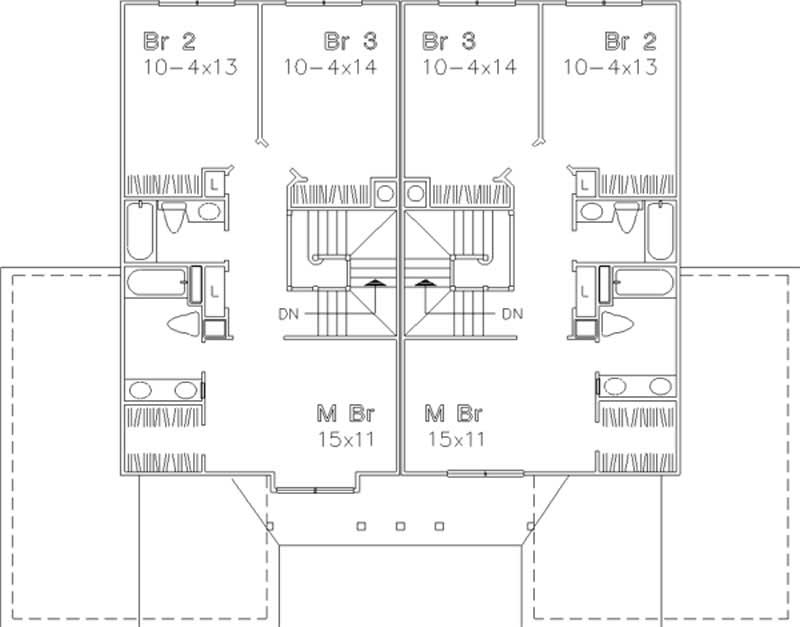 Floor Plan Second Story of Country Plan #146-1061