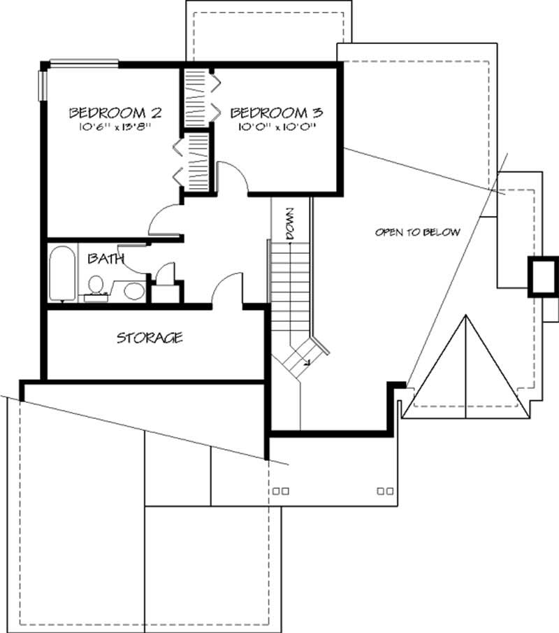 Floor Plan Second Story of Cape Cod Plan #146-1065