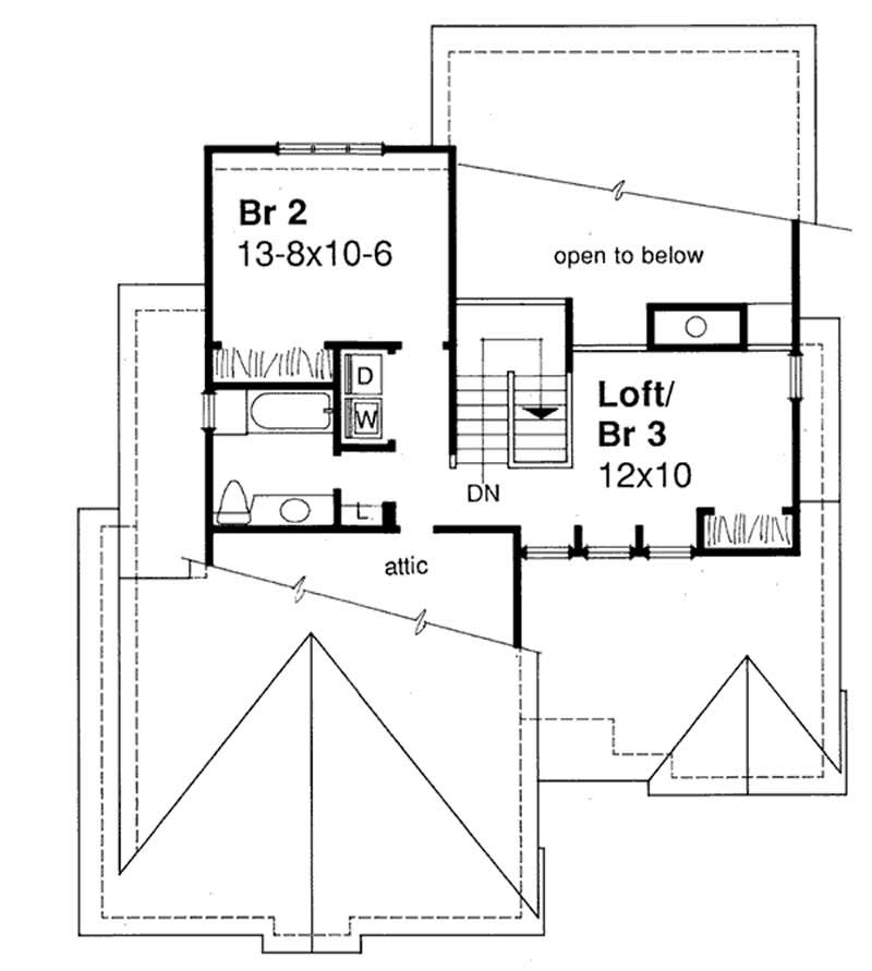 Floor Plan Second Story of Cape Cod Plan #146-1066