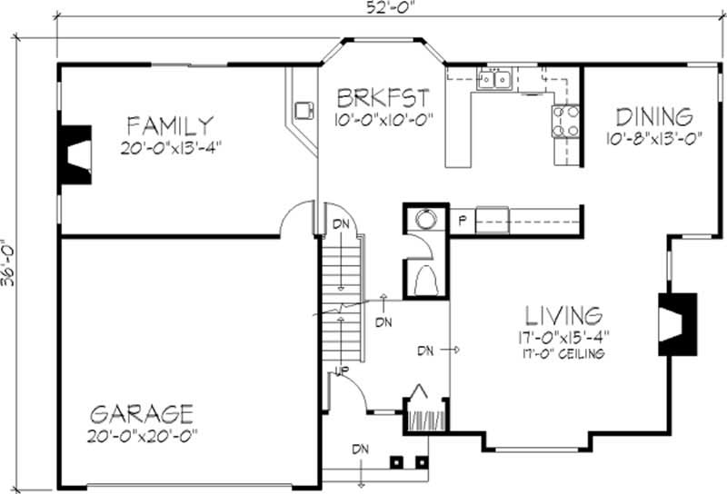 Floor Plan First Story of Country Plan #146-1067