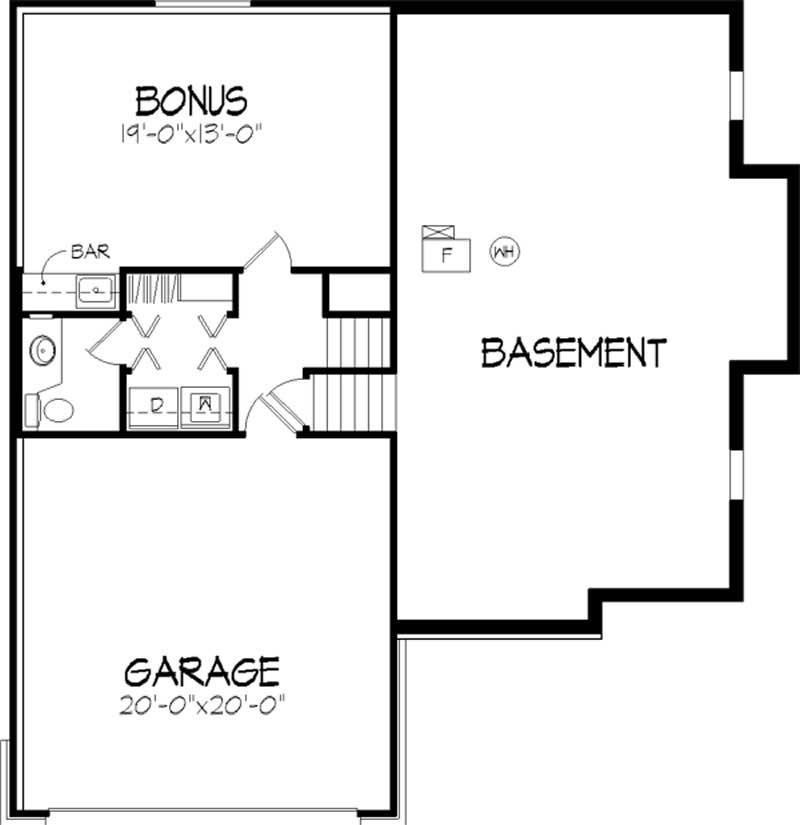 Floor Plan Basement of Country Plan #146-1069