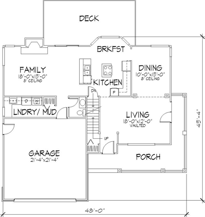 Floor Plan First Story of Country Plan #146-1070