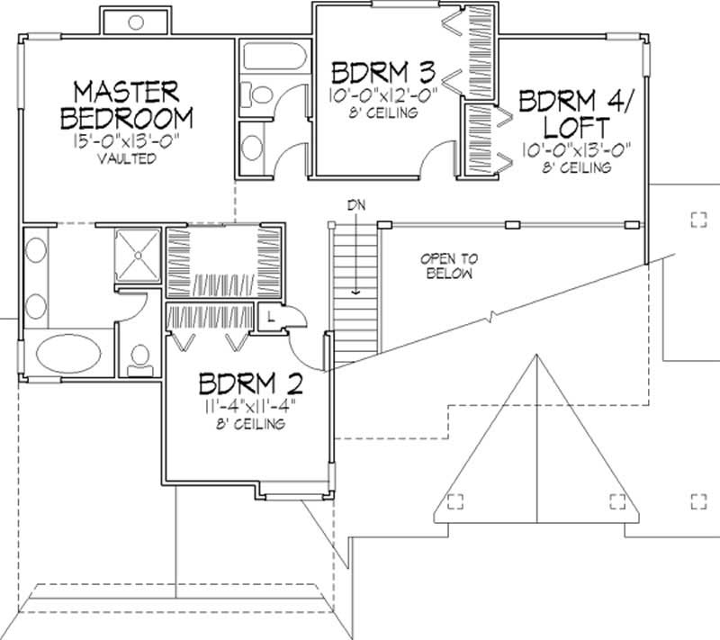 Floor Plan Second Story of Country Plan #146-1070