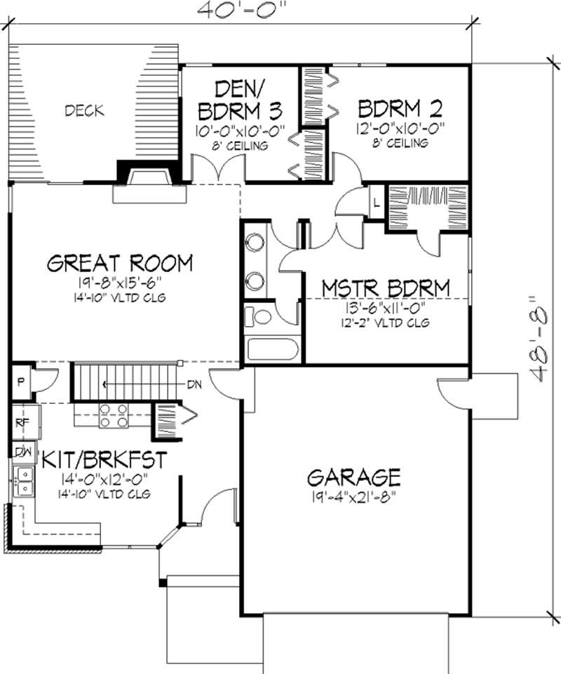 Floor Plan First Story of Country Plan #146-1071