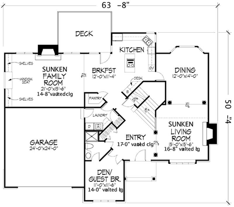 Floor Plan First Story of Country Plan #146-1087