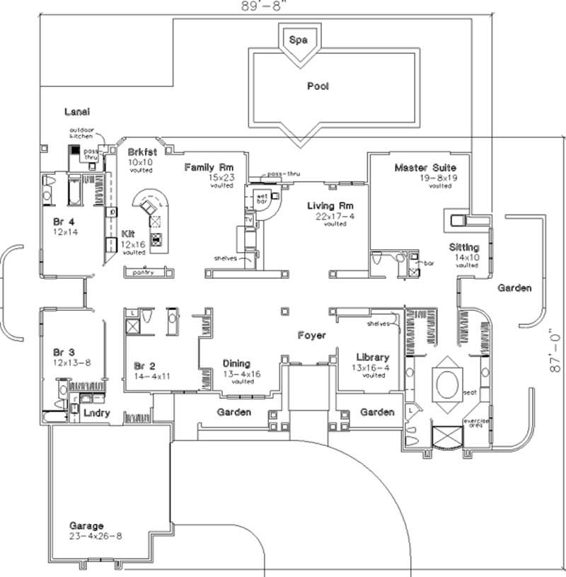 Floor Plan First Story of Contemporary Plan #146-1094