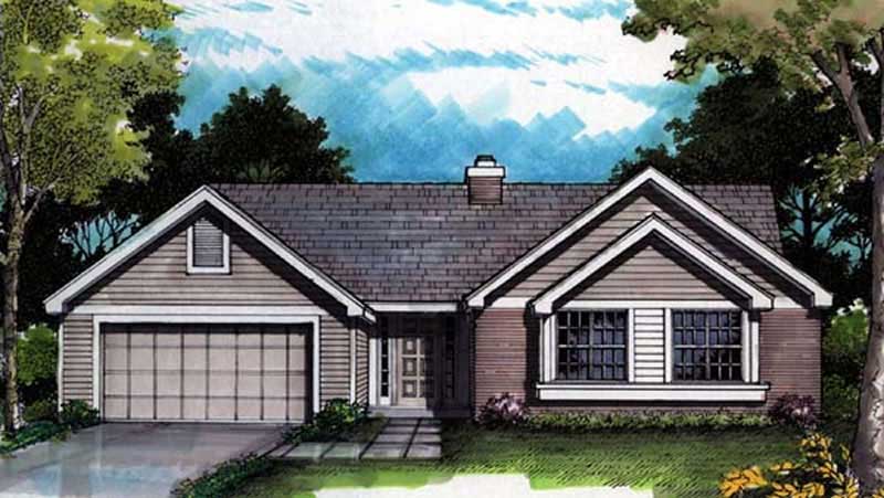 Front view of Country home (ThePlanCollection: House Plan #146-1096)
