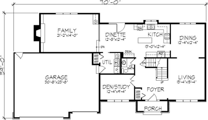 Floor Plan First Story of Colonial Plan #146-1098