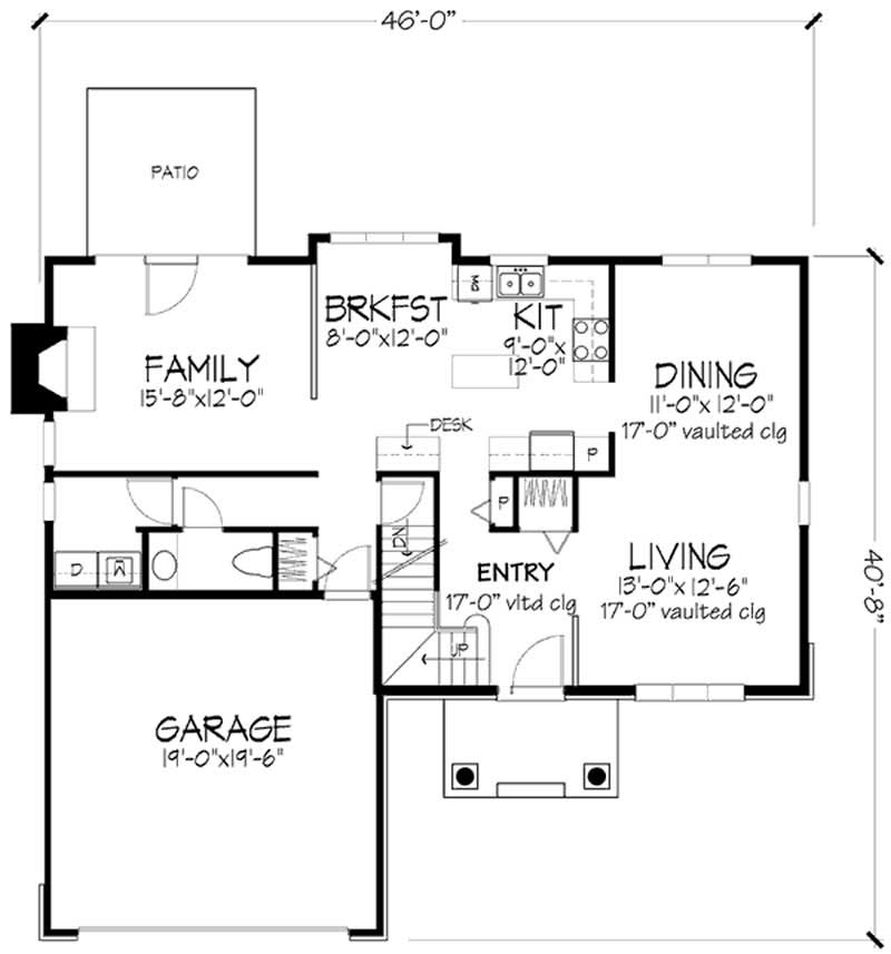 Floor Plan First Story of Country Plan #146-1104