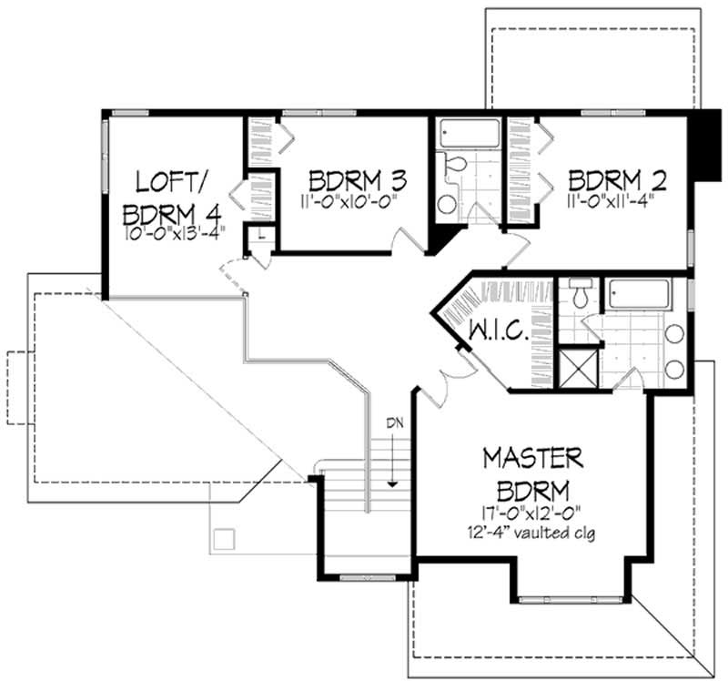 Floor Plan Second Story of Country Plan #146-1115
