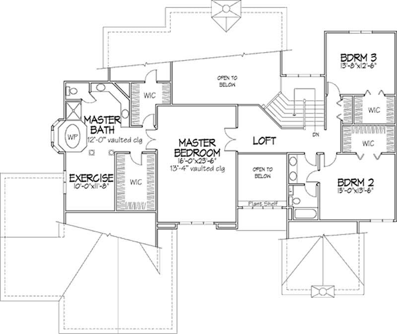 Floor Plan Second Story of Country Plan #146-1123