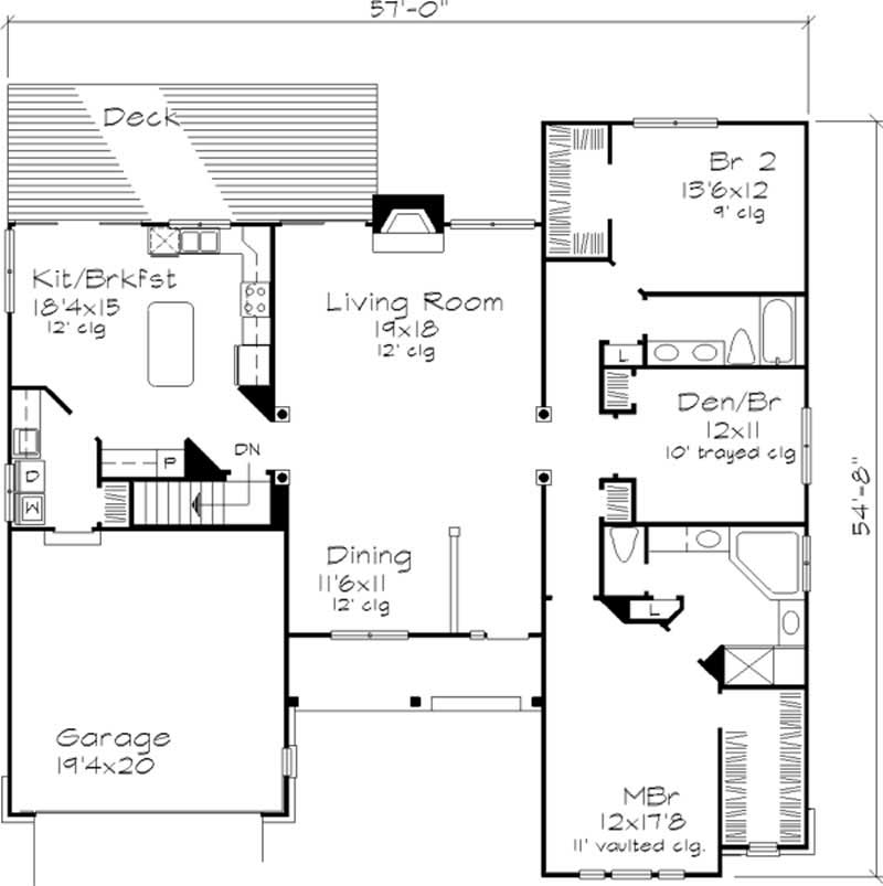 Floor Plan First Story of Country Plan #146-1125