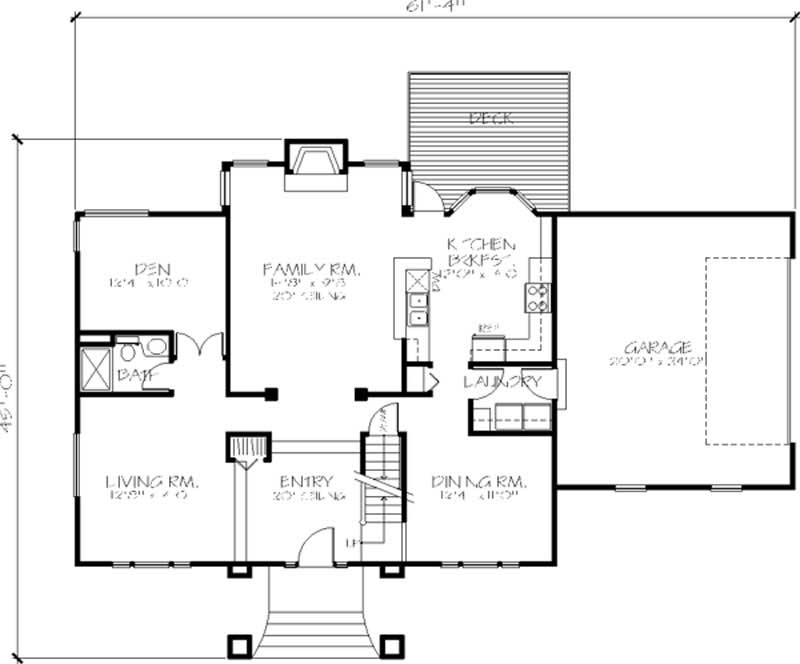 Floor Plan First Story of Colonial Plan #146-1129