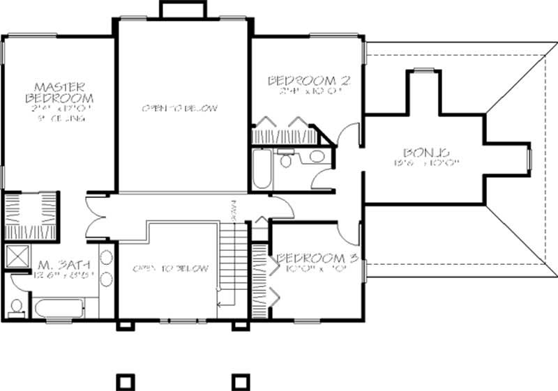 Floor Plan Second Story of Colonial Plan #146-1129