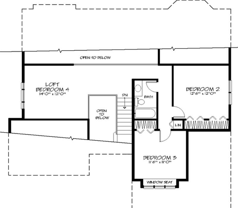 Floor Plan Second Story of Country Plan #146-1132