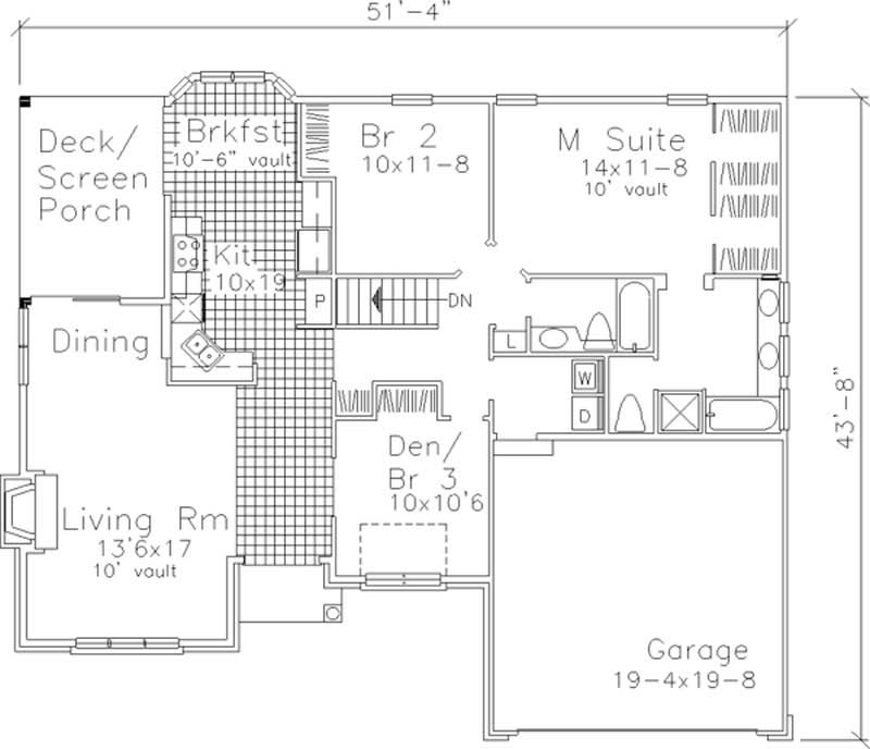 Floor Plan First Story of European Plan #146-1134