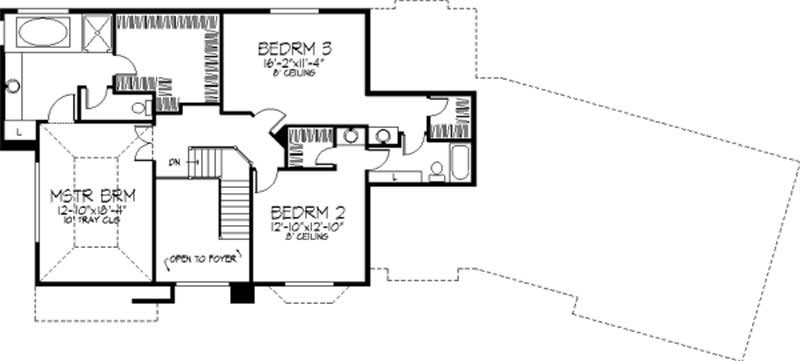 Floor Plan Second Story of European Plan #146-1135