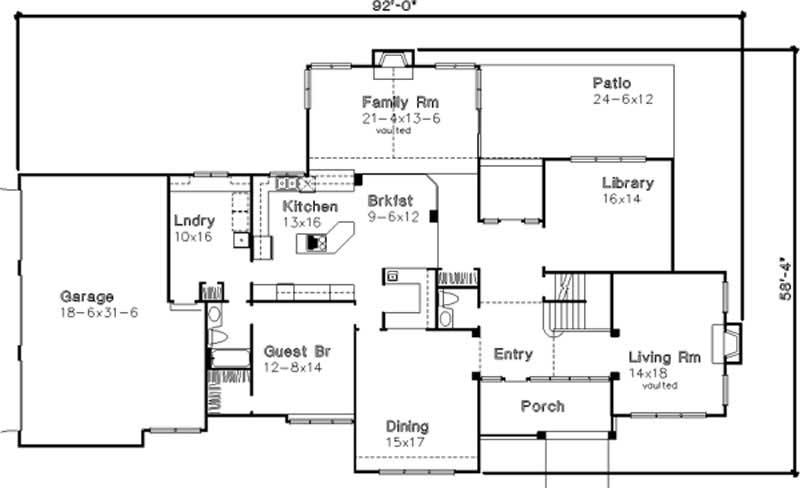 Floor Plan First Story of Contemporary Plan #146-1136