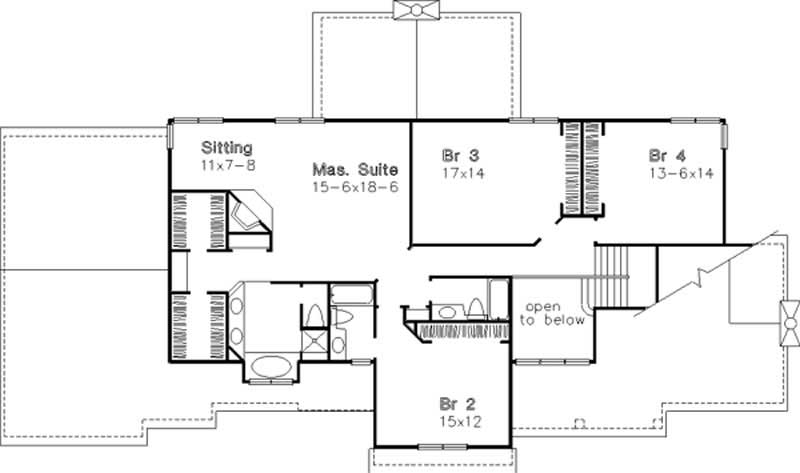 Floor Plan Second Story of Contemporary Plan #146-1136