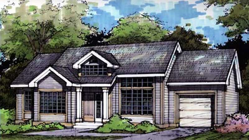 Front view of Country home (ThePlanCollection: House Plan #146-1139)