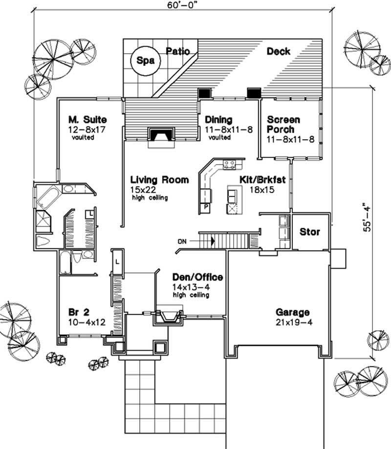 Floor Plan First Story of Country Plan #146-1140