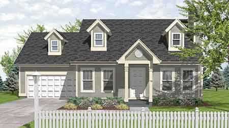 Front view of Cape Cod home (ThePlanCollection: House Plan #146-1141)