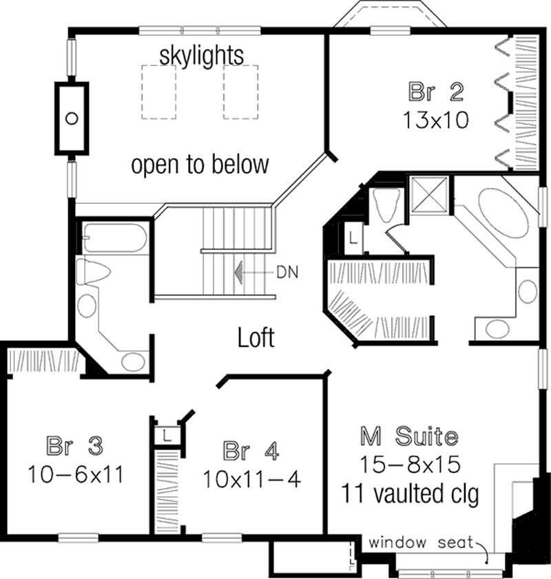 Floor Plan Second Story of Country Plan #146-1143