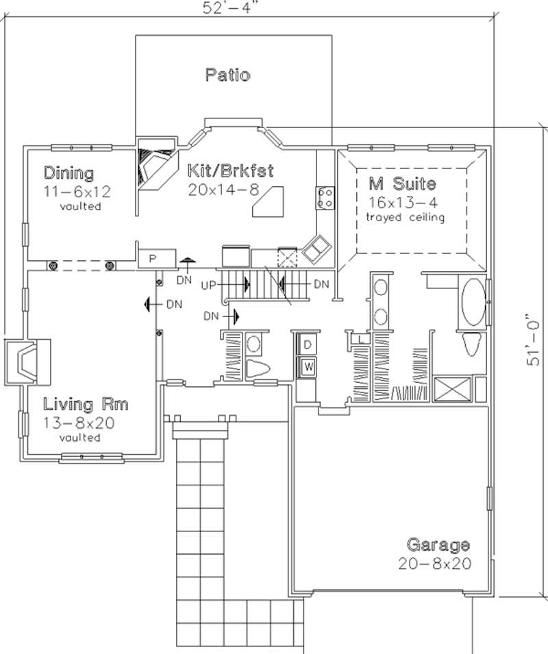 Floor Plan First Story of Cape Cod Plan #146-1145