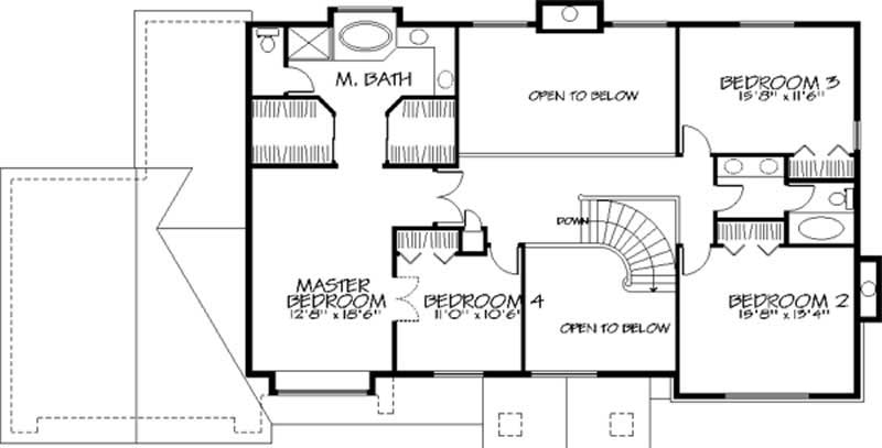 Floor Plan Second Story of Country Plan #146-1147
