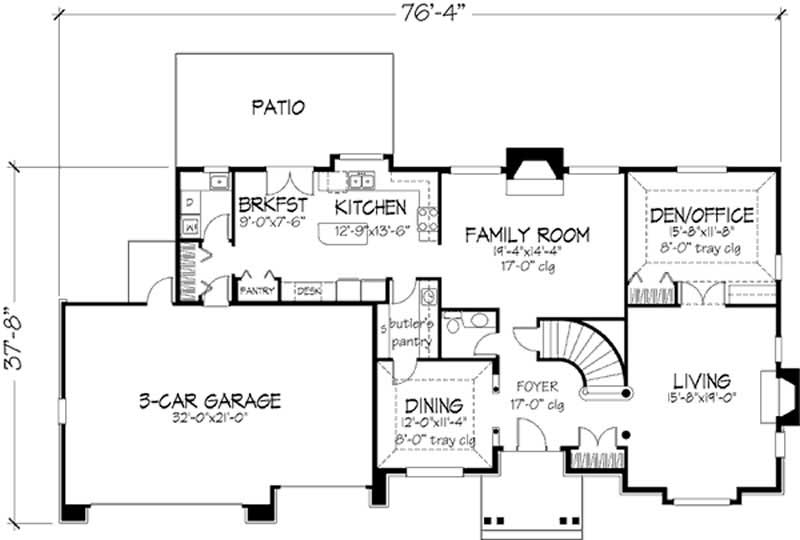 Floor Plan First Story of Country Plan #146-1153