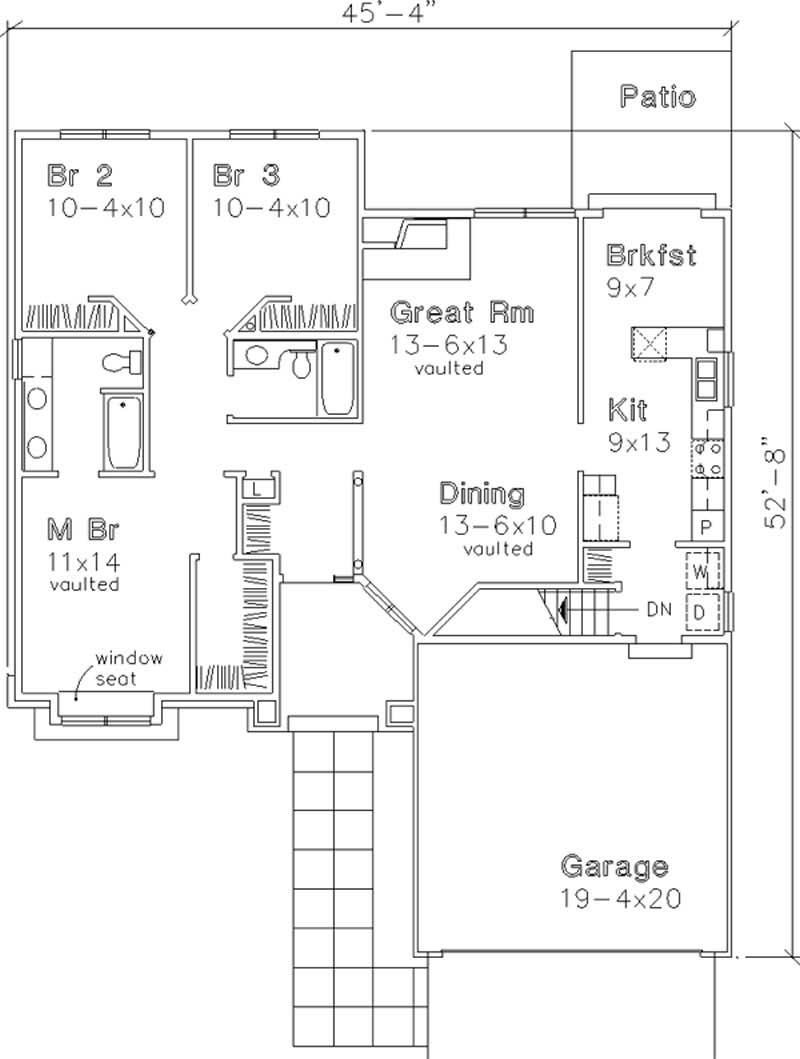 Floor Plan First Story of Country Plan #146-1154