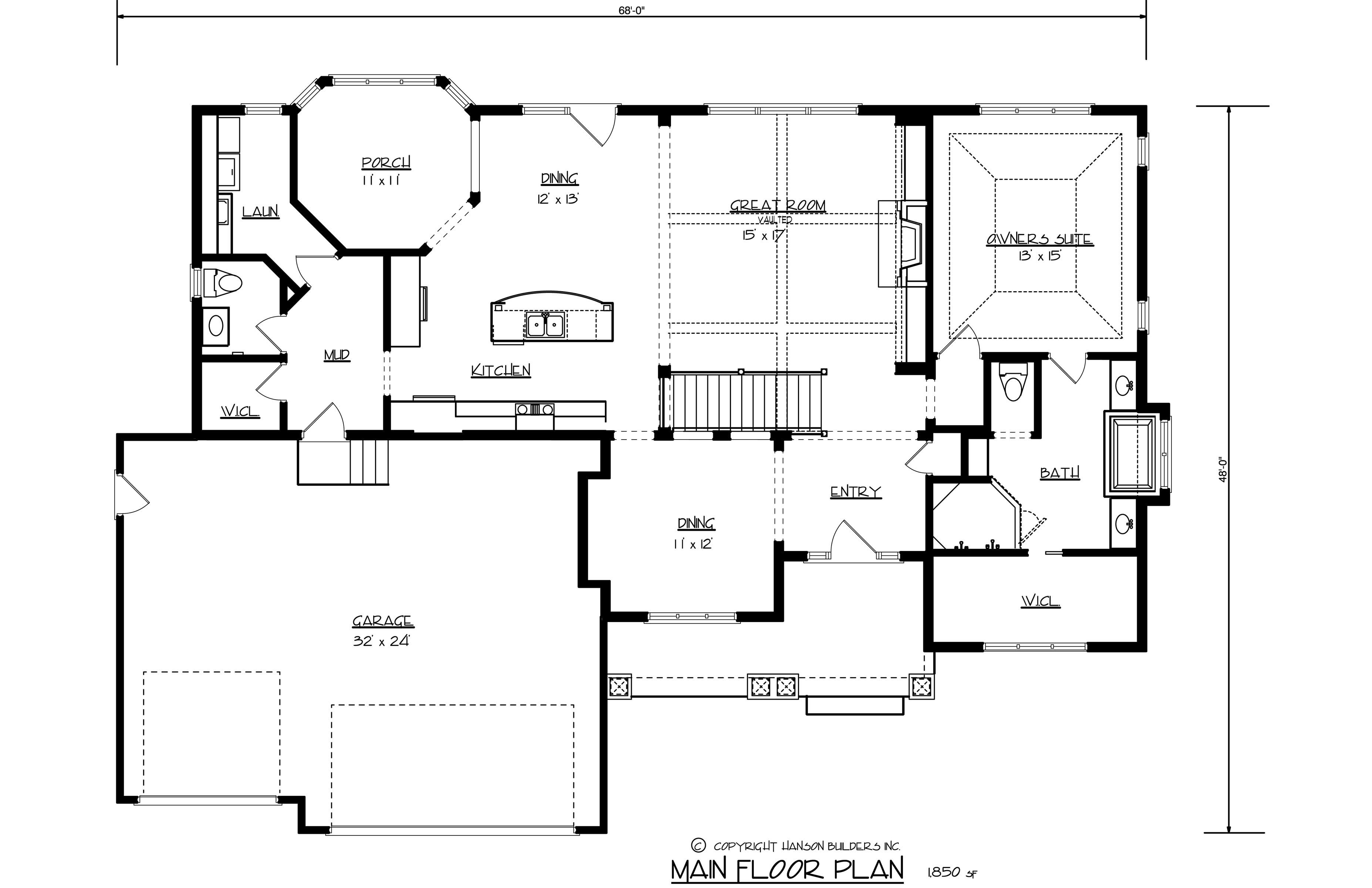 Floor Plan First Story of Country Plan #146-1169